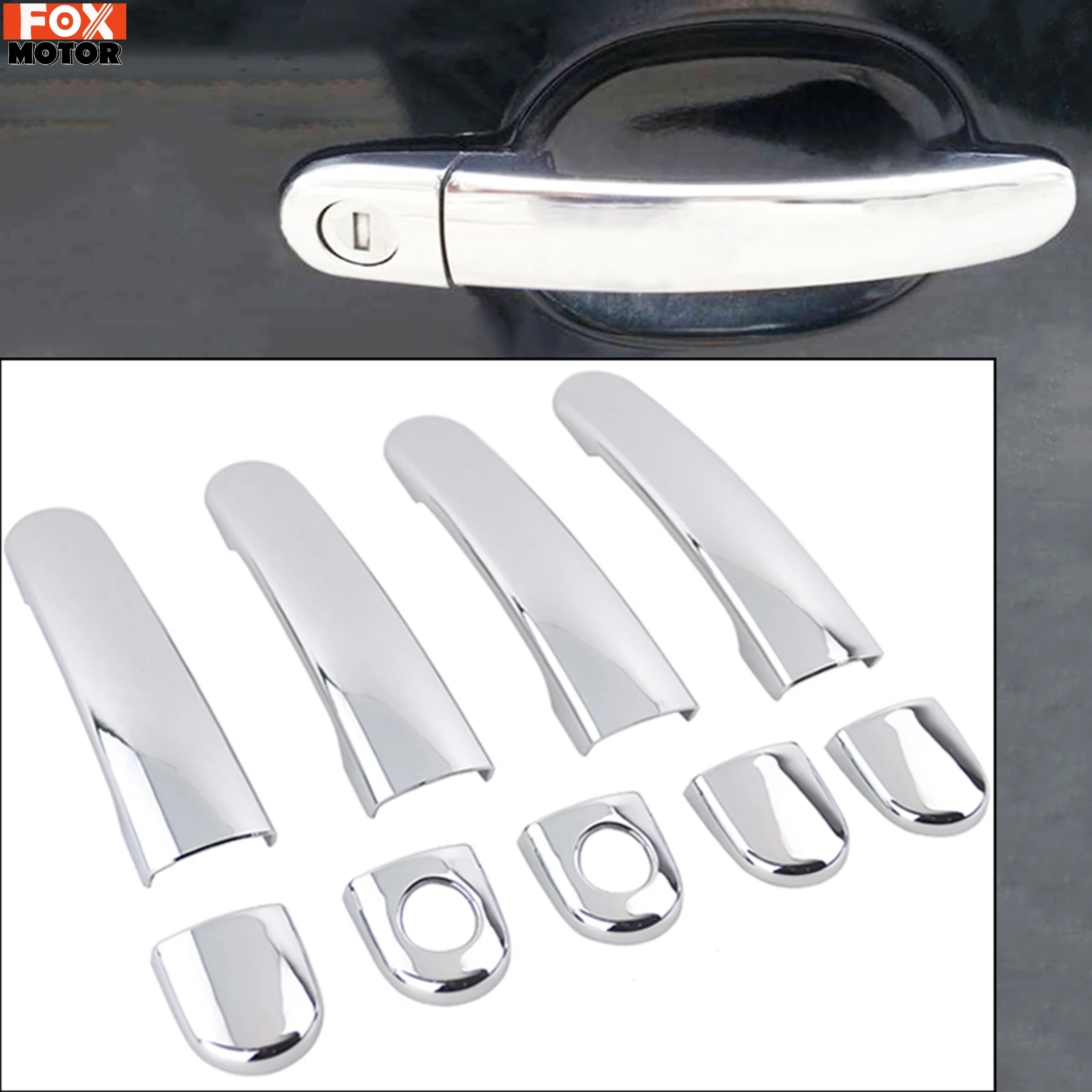 Chrome Door Handle Cover Catch Trim Molding Bezel Cap Garnish For VW Passat B5 Golf Mk4 Polo Jetta Skoda Decoration Accessories