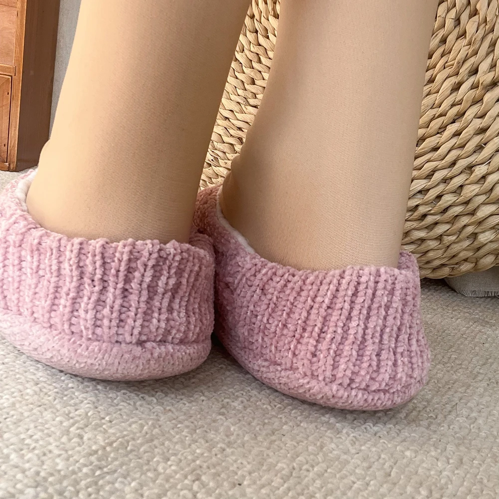 Women Fuzzy Slippers Winter Soft Contton Warm Plush Non Skid Anti Slip Grip Sole Indoor Home Fluffy Female Shoes House Slipper