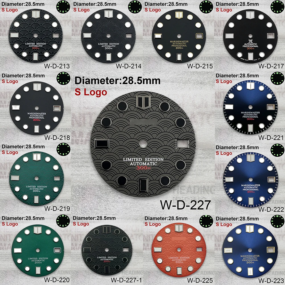 

28.5mm S Logo Fish Scale Dial FitNH35/NH36/4R Japanese Movement Watch Modification Accessories