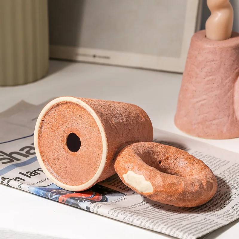 Vintage Ceramic Candle Cup Ins Style Soft Decoration Candle Holder Home Desktop Ornament Home Display Atmosphere Decoration