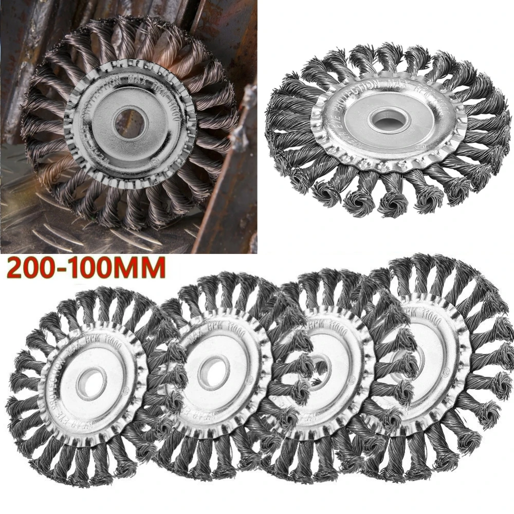 8-4inch Steel Wired Grass Trimmer Head Lawn Mower Brush Disc Twist Knot Brush Steel Wire Wheel Brush Disc Lawnmower Garden Tools