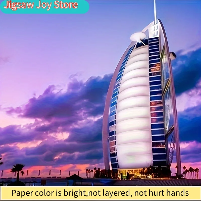 

70*50cm Adult 1000pcs Difficult Jigsaw Puzzle Burj Al Arab Hotel Famous Landscape Stress Reducing Toys Decorative Paintings 14