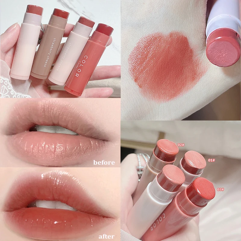 New Cute Fruit Lip Balm Peach Tea Color Lip Gloss Natural Lasting Moisturizing Lighten Lip Lines Color Changing Jelly Plump Lip