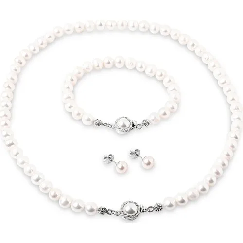 تشافين اللؤلؤ الطبيعي قلادة ، أقراط ، سوار خاص محاصر مجموعة ct83 أنيق موضة النساء هدية