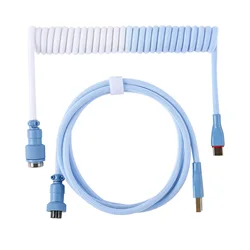 EPOMAKER Mix SE Coiled Cable 1.5m Double Sleeved Cable for Mechanical Keyboard with Detachable 4-Pin Aviator Connector