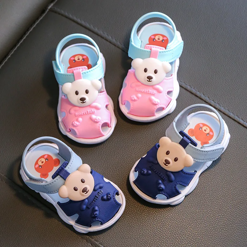 2024 Spring Children Shoes Cute Cartoon Bear Soft Soled Sandal Fashion Versatile Antiskid Shoes Baby Summer Toddler Casual Shoes