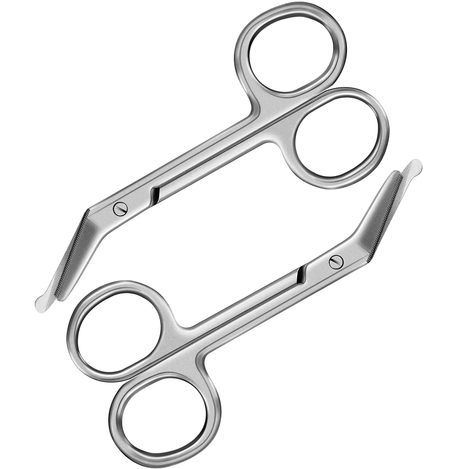Zhehao Curved Ostomy & Bandage Scissors 4.3 Inch, Heavy Duty Stainless Steel Medical Shears for Safe Wound Dressing, Surgical Scissors for Veterinary & Home Nursing (2 Pieces)