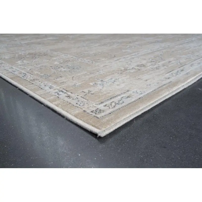 Elmina Brown Area Rug in Ivory, Taupe, and White Viscose