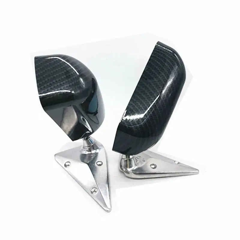 ABHX-2PCS Universal Car Rearview Side Mirror Craft Square F1 Style With Blue Mirror Surface Metal Bracket Rear View Mirror