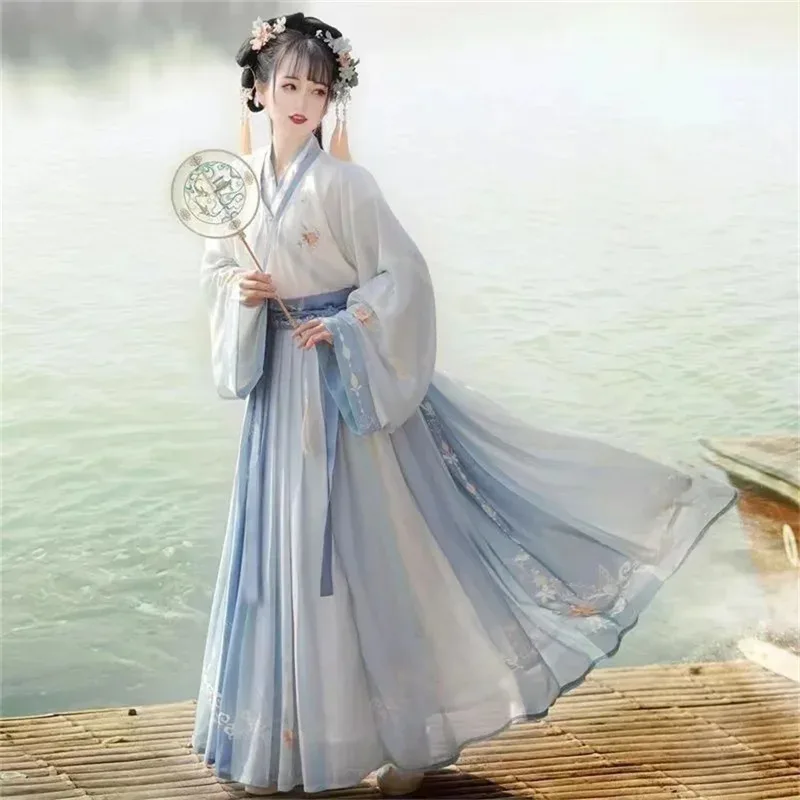 Hanfu المرأة الصينية التقليدية تأثيري الجنية زي سلالة سونغ القديمة Hanfu فستان رقص حجم كبير XL