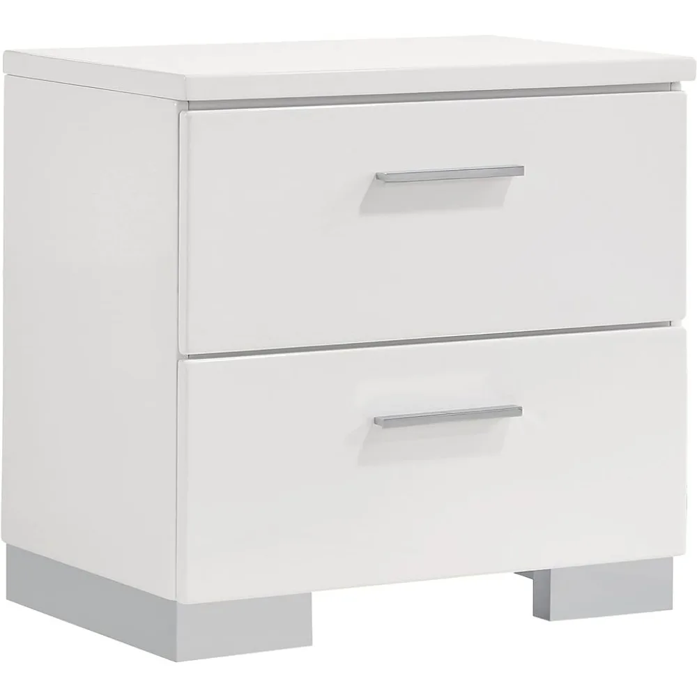 Felicity 2-Drawer Nightstand Glossy White Freight Free Furnitures Bedside Table Room Furniture Night Stand Storage Locker Tables