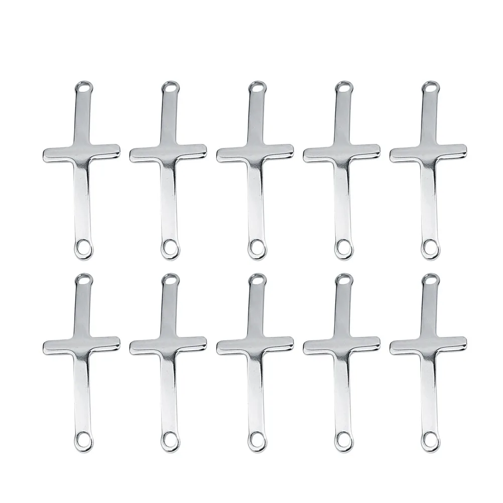 

10pcs Cross Pendant Charms Stainless Steel Jewelry Making Supplies Bracelets Necklace Silver Connector DIY Gifts