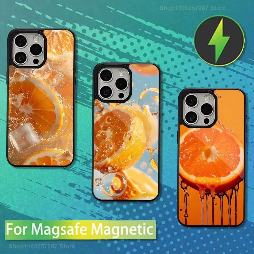 

Fruits Art Oranges Case For iPhone Mini,13,Max,17,14,Plus,12,11,15,Pro,16,For Magsafe,Magnetic Wireless Charging