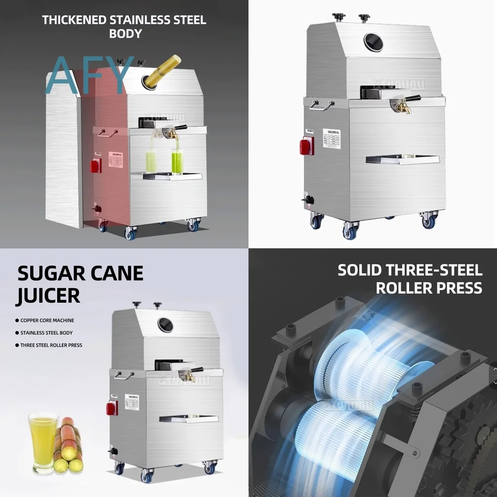 Commercial Vertical Sugarcane Juicer for Portable Electric Citrus Press Stainless Steel Juice Extractor for Food Service and