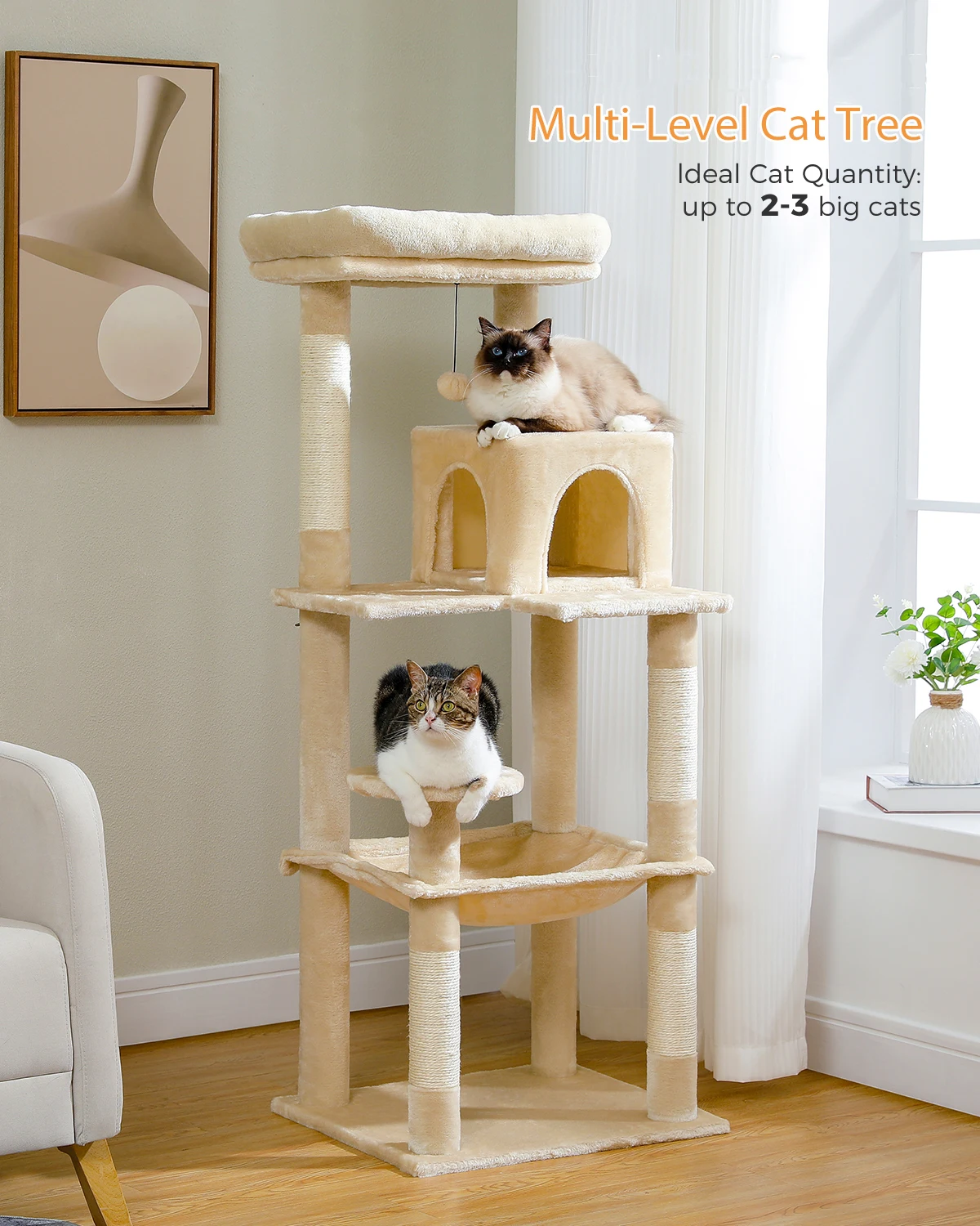 Multi-Level Cat Tree with Condo Cat Scrapers Cat Accessories gatos когтеточка для кошек игрушки для кошек когтеточ