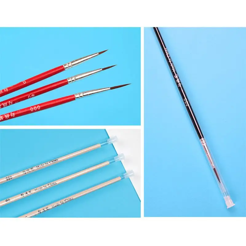 3 pezzi/set 0 00 000 penna a gancio professionale pennelli da disegno a punta fine per pittura a olio acrilica ad acquerello