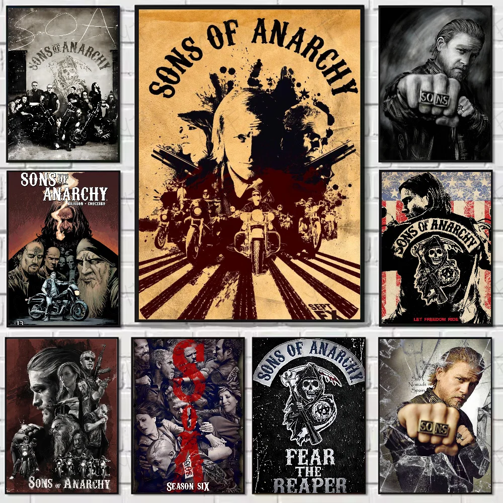 1 x S-Sons of A-Anarchy-Poster, hochwertige Wandkunst für Zuhause, Büro, Schlafzimmer, Wohnzimmer, Flur, Bar, perfekte Geschenkidee
