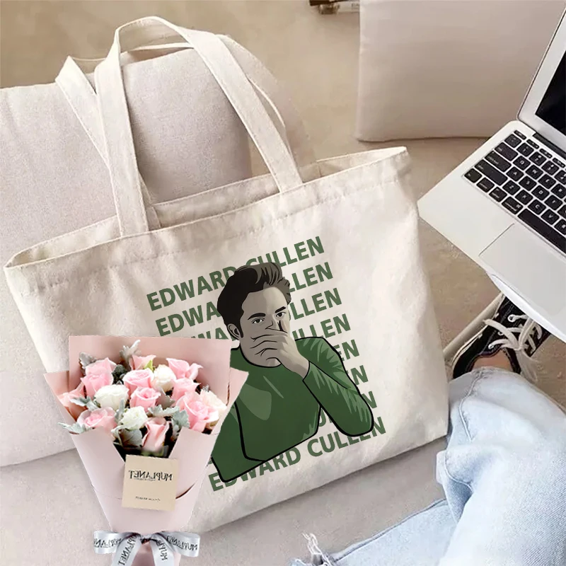 Twilight Movie Merchandise Canvas Tote Bag Travel Large Capacity Shoulder Bags Lunch Box Shopping Bag Vampire Movie Lovers Gift