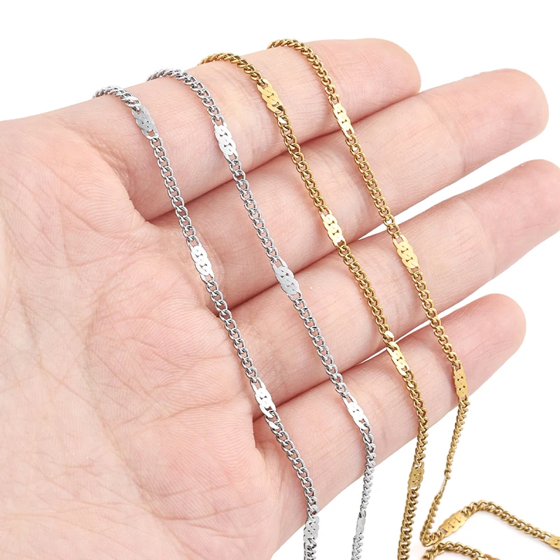 1Meter Stainless Steel Chains Gold Color Lips Beads Beaded Chain for Jewelry Making Trend Necklace Bracelet DIY Accessories