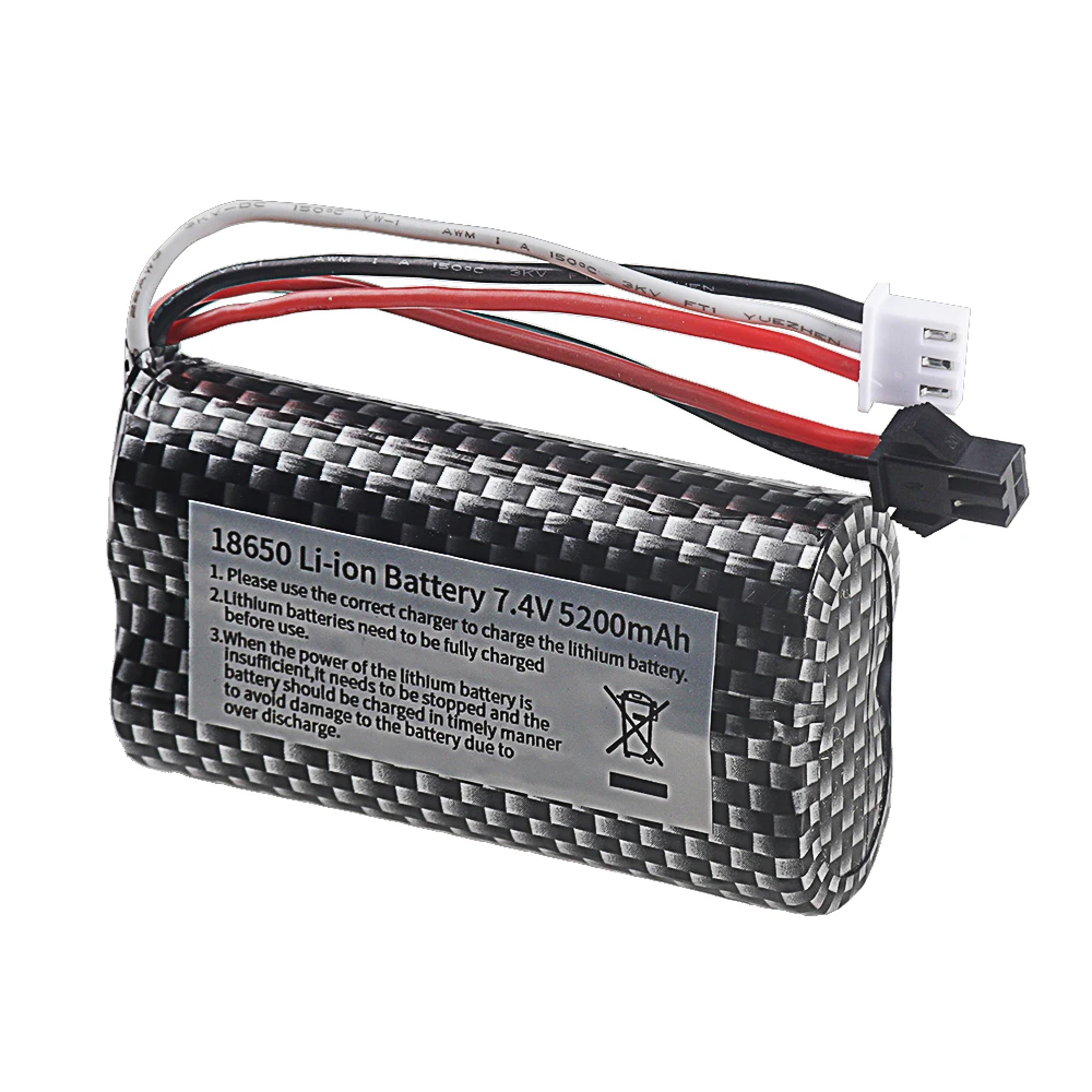 18650 7.4V 5200mAh Li-ion battery with Charger For WPL MN99S D90 U12A S033g Q1 H101 Rc Toys Cars Boats Cars Drones Accessories - view 4