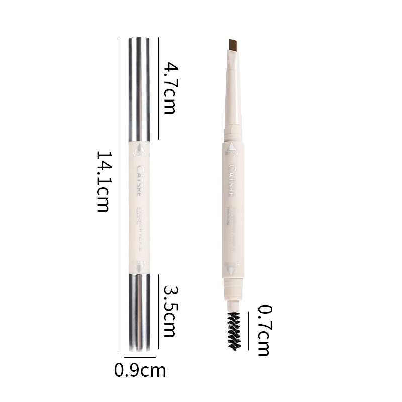 Long-lasting Double-headed Eyebrow Pencil Automatically Rotates and Waterproof Formula-easy to Apply with Eyebrow Brush.