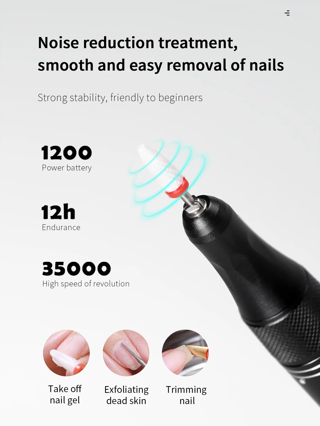 35000RPM Pen Style Electric Nail Polish Machine Small And Portable Powered Polishing Handheld Nail Removal Professional Polisher