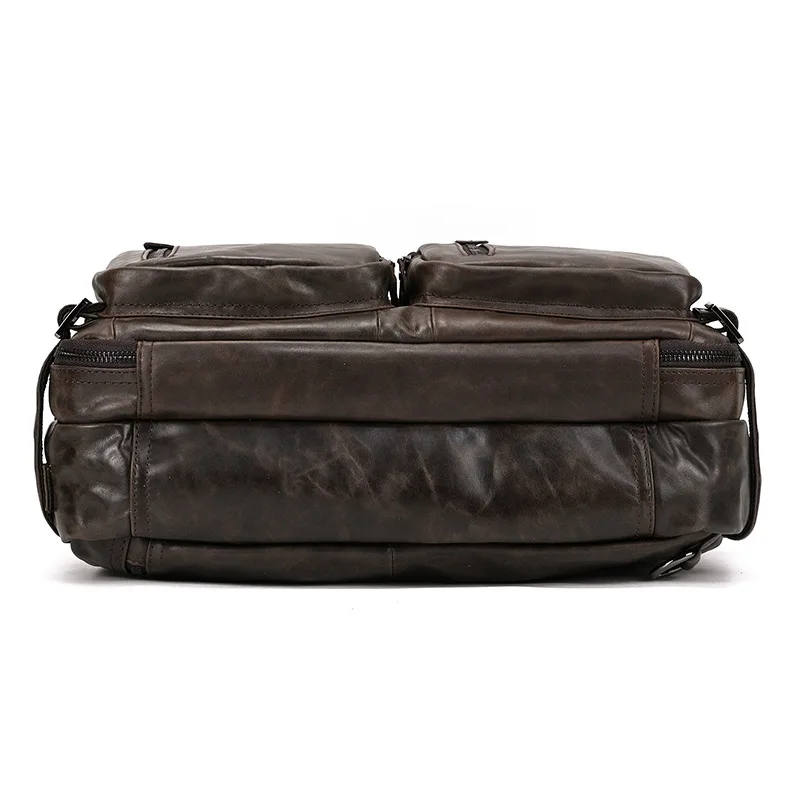 الرجال حقيبة أعمال لينة جلد طبيعي رجل حقيبة كمبيوتر محمول 3 استخدام متعددة الوظائف جلد البقر الكتف حقيبة ساعي للذكور حمل