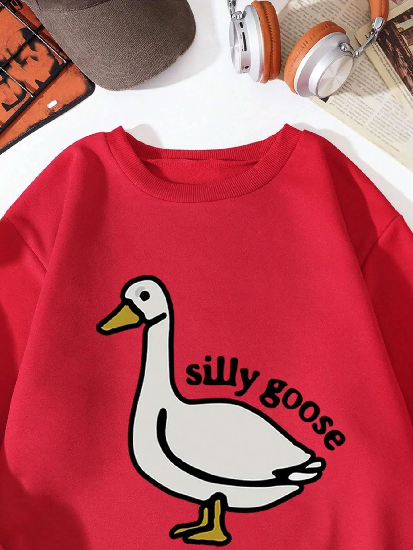 Autumn Casual Men Hoodies Cartoon Duck Letter Silly Goose Print Sweatshirt Street Hip Hop Fleece Pullover Crewneck Loose Clothes