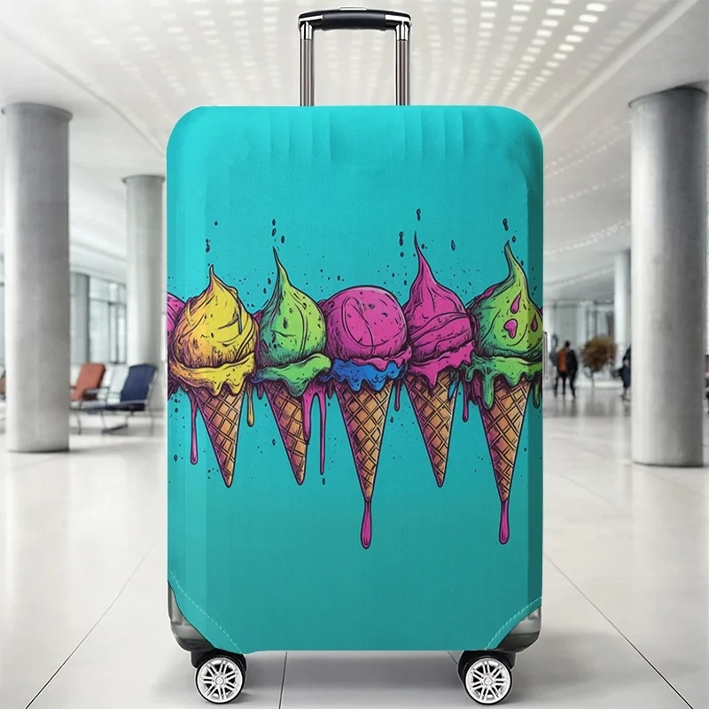 Neon ice cream cone pattern luggage protection cover, suitable for 18-32 inch luggage covers, luggage handle gloves, travel acce