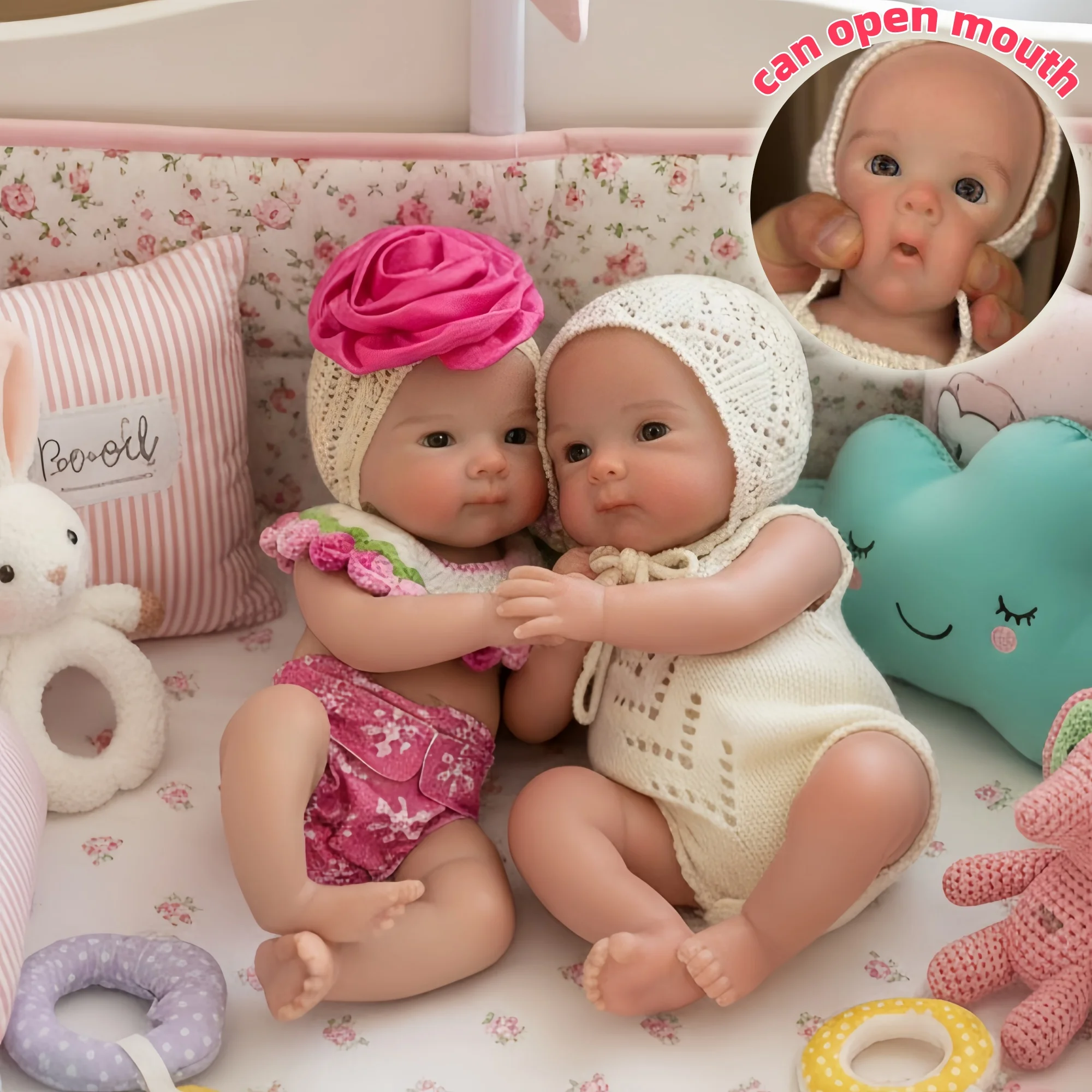 2セットの衣装/33cm 洗える＆開口部のあるベティ リボーンドール シリコン製女の子人形 3Dペイントスキン ソフトタッチ 新生児シリコン人形