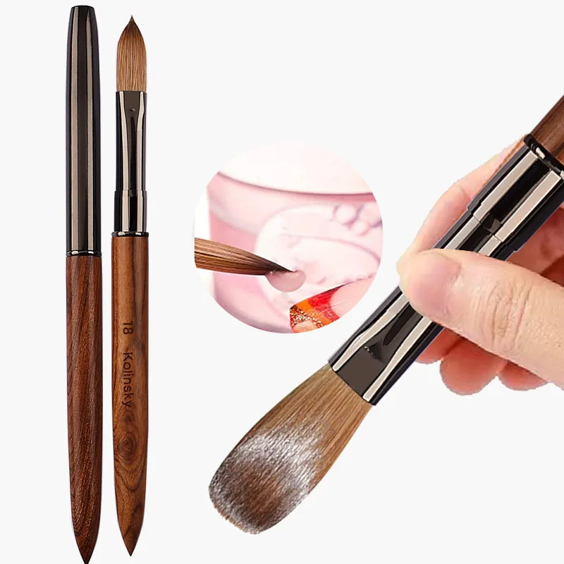 

Kolinsky Acrylic Nail Art Brush Sandalwood Handle Professional Nail Brush for Acrylic Application Nail Supplies Size 2-18