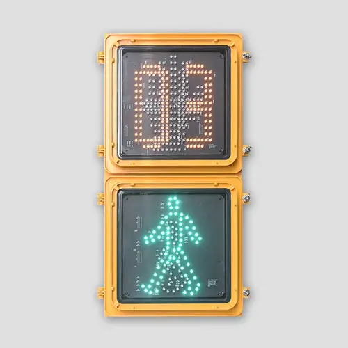 Dynamic pedestrian traffic light with yellow countdown timer red