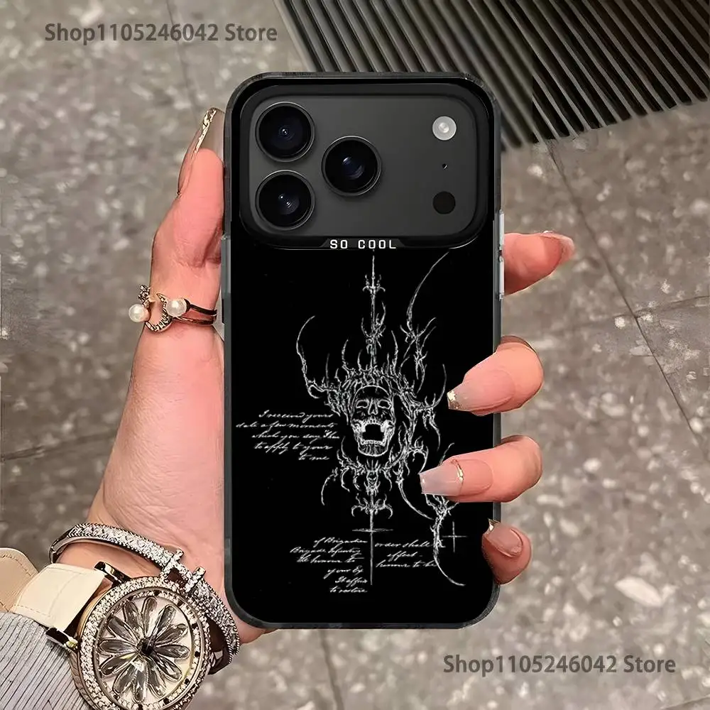 Gótico cyber sigil cruz olhos crânio preto fosco à prova de choque capa de telefone para iphone 17,16,15,14,13,12,11, pro,xs, max, plus, mini