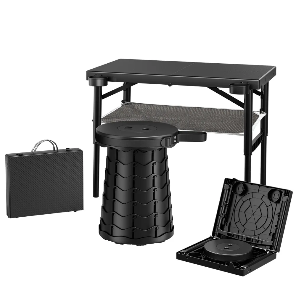 

Adjustable Height Folding Stool/Chair Lightweight Portable Outdoor Stool with & Non-Slip Feet for Camping, Hiking, Fishing