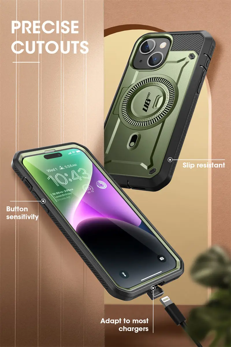 SUPCASE for iPhone 15/14/13 Case 6.1 inch 2023 UB Pro Mag Full Body Rugged Case Cover with Built-in Screen Protector