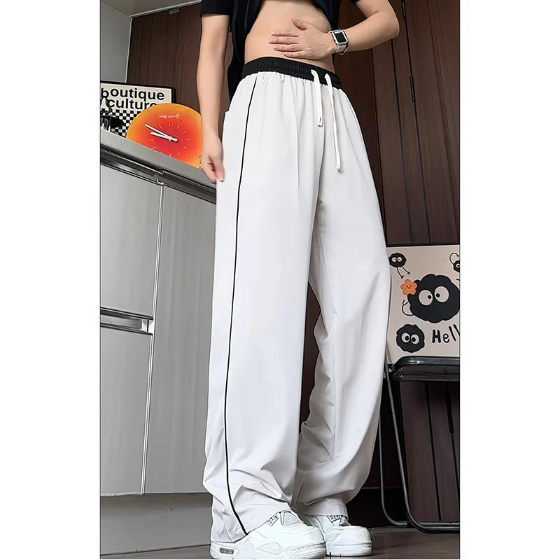Summer Thin Breathable Casual Pants Man Clothing 2026 Plus Size 5XL-M Full Length Straight Men's Sports Trousers All Match Black