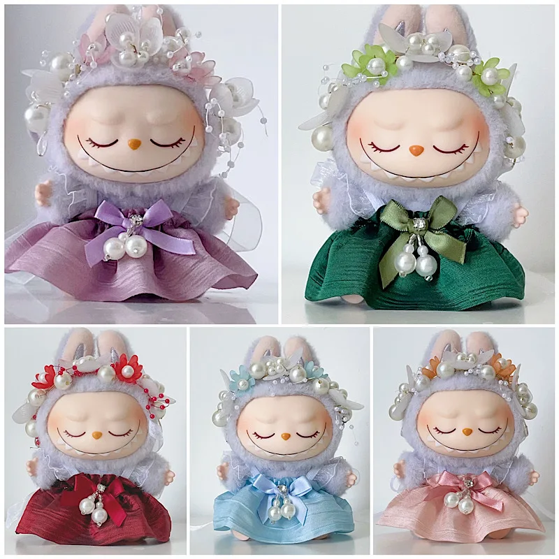 Für 17 cm Labubu Puppe Luxus Perlen Kleid Anspruchsvolle Outfit Set Elegante Party Tragen Labubu Kleidung Puppe Zubehör Geschenk