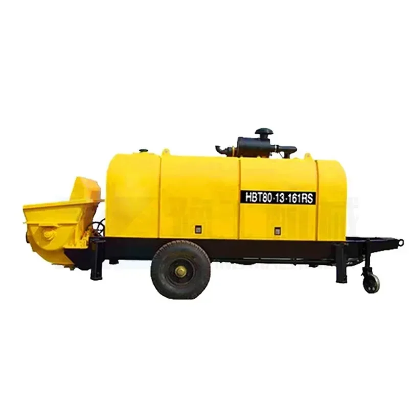 Electric Diesel Trailer Mounted Mini Concrete Pump Machine Small Portable Concrete Pump With Mixer Truck