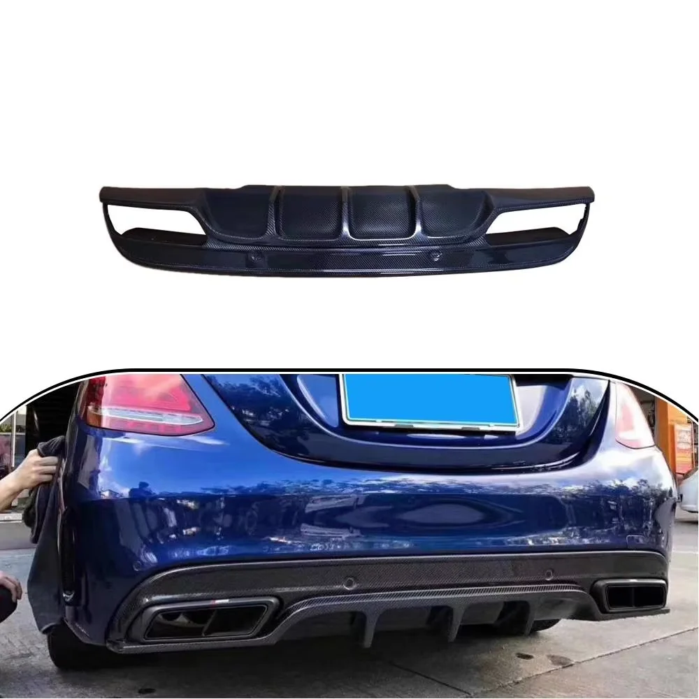 

W205 Carbon Rear Bumper Diffuser Lip for Mercedes Benz W205 Sport C300 C43 AMG Sedan 2015-2019 C300 C250