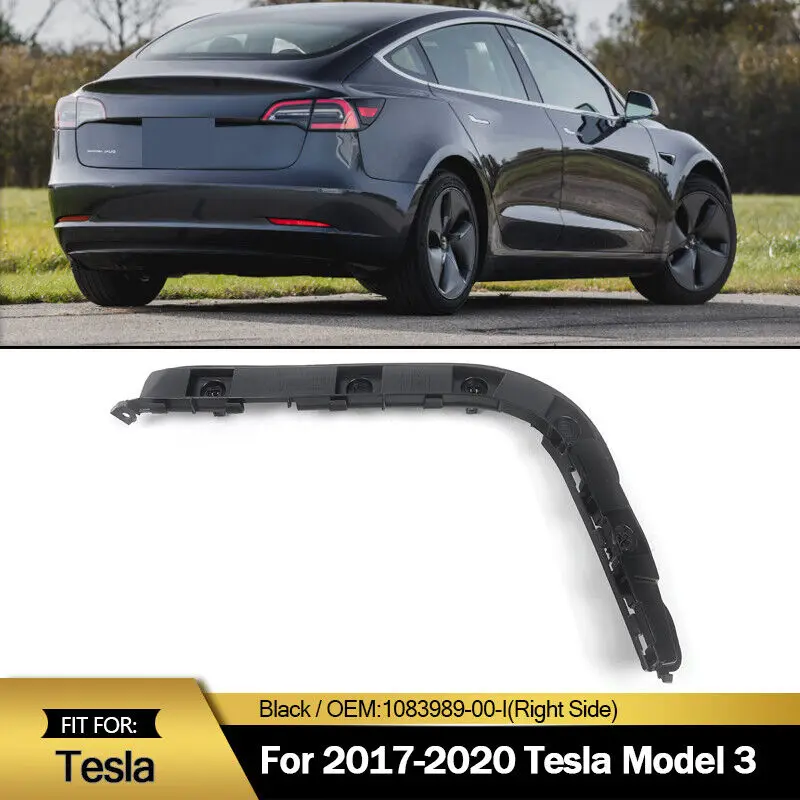 For 2017  2018 2019 2020 Tesla Model 3 High Quality ABS Plastic Black Rear Bumper Bracket Support Right and Left Side