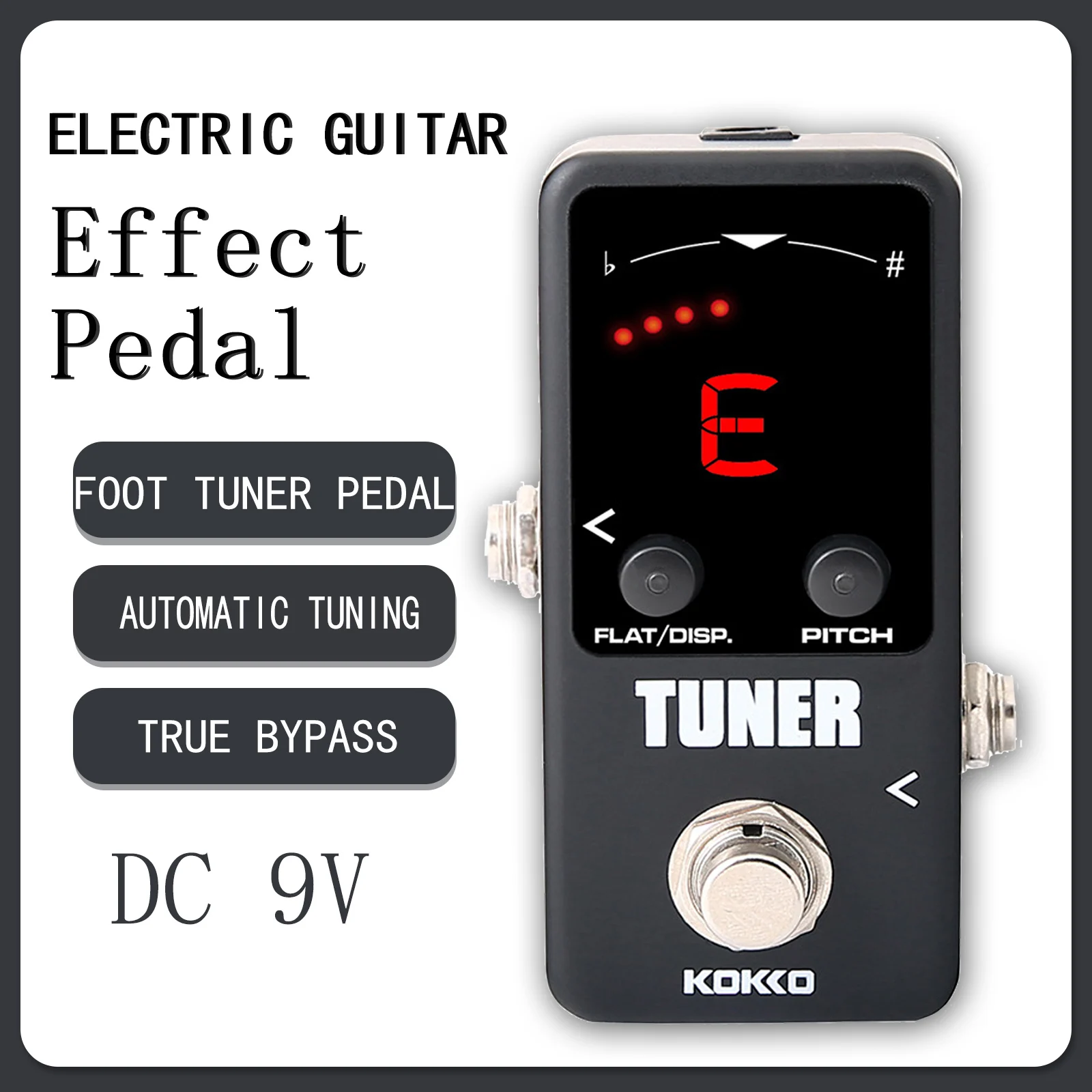 KOKKO Tuner Mini Electric Guitar Effect Pedal 12-mean Automatic Tuning with LED Display True Bypass Pedal Guitar Accessories