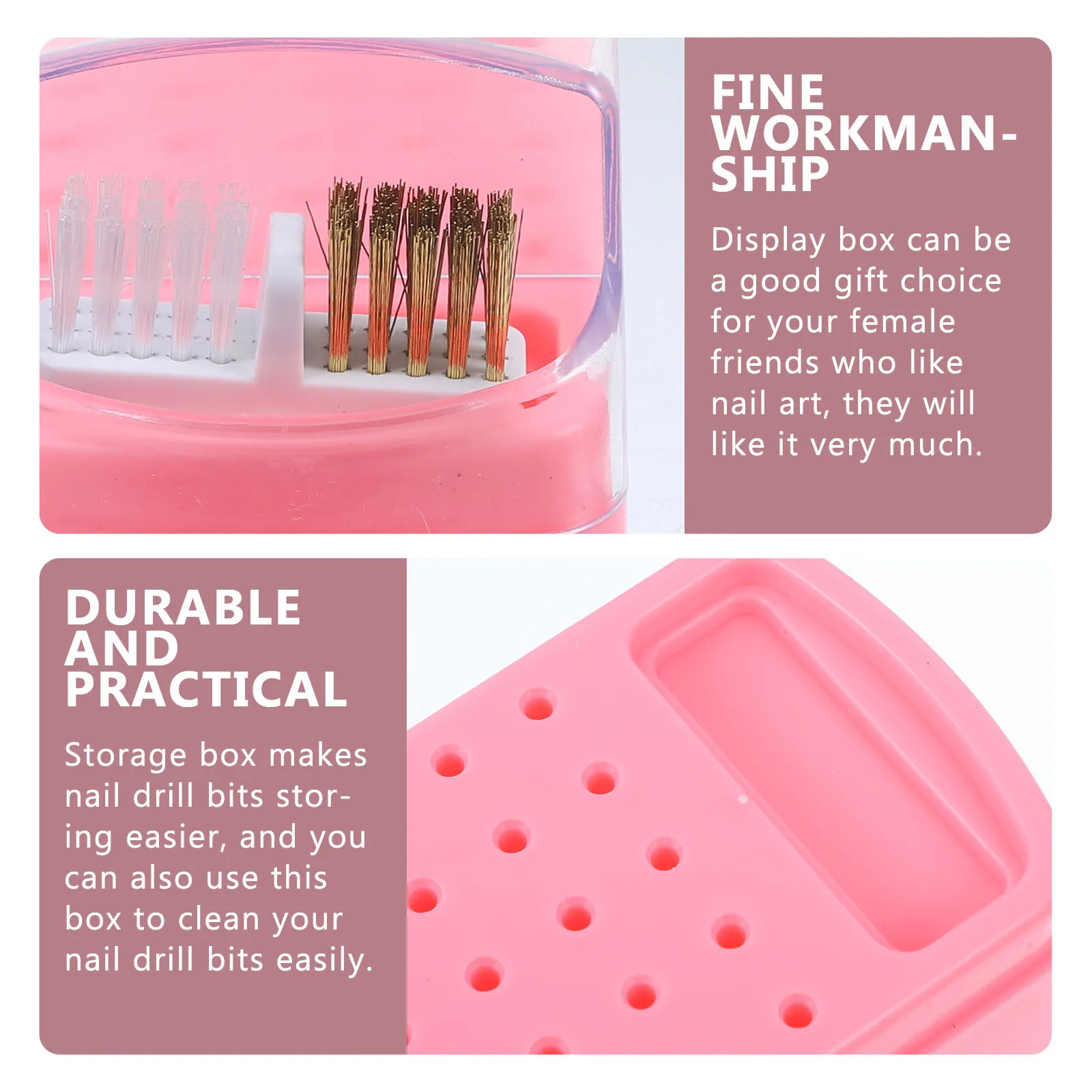 

Nail Art Head Grinding Box Sanding Bits Storage Case Clear Manicure Holder Cylinder Drill Cleaner Home Salon Use Polish