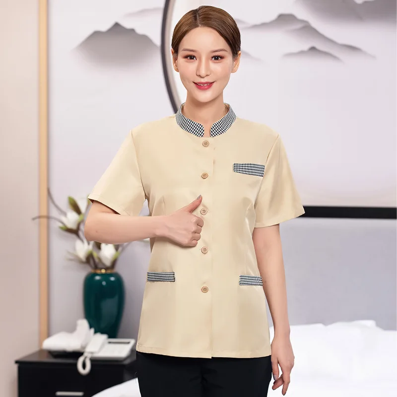 

Aunt Work Women's Short-Sleeved Clothes Property Hospital Cleaner Hotel Guest Room Summer Cleaning Servi