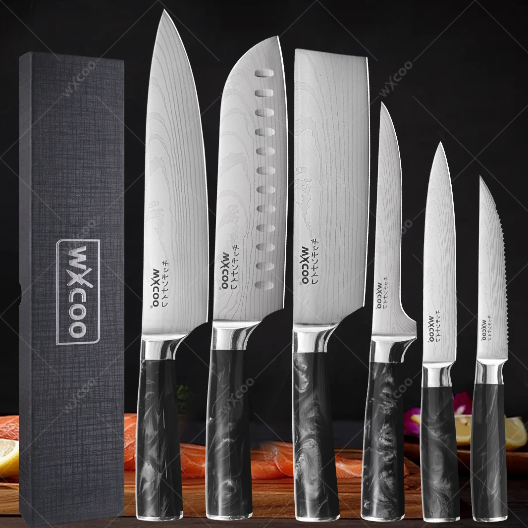 

Black Resin Handle Chef's Knife Professional Kitchen Slicing Meat Cleaver Butcher's Boning Knife Steak Knife with Gift Box