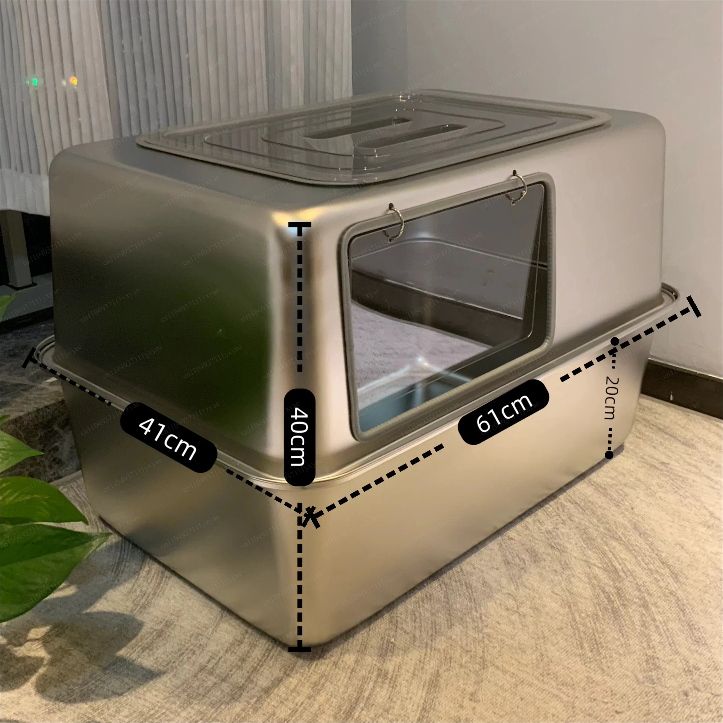 All stainless steel cat litter box, super large 60cm splash proof feces pot, large capacity, super large 70cm