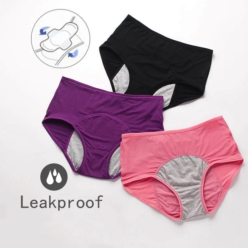 Culotte menstruelle pour femme, pantalon menstruel, à l\'épreuve des fuites, sous-vêtements en coton, imperméable, grande taille, lingerie