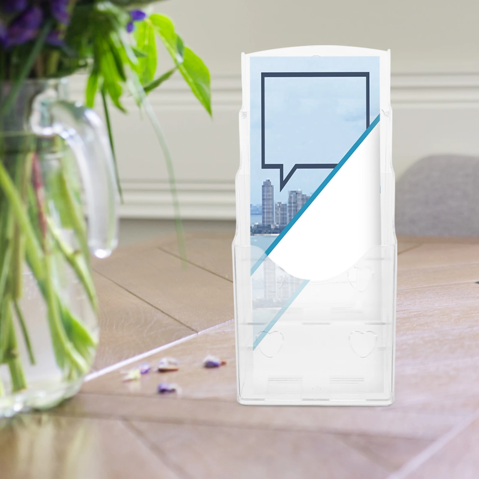 Prateleira dobrável A6 Suporte para documentos transparente Suporte para exibição de revistas Desktop Pamphlet Office