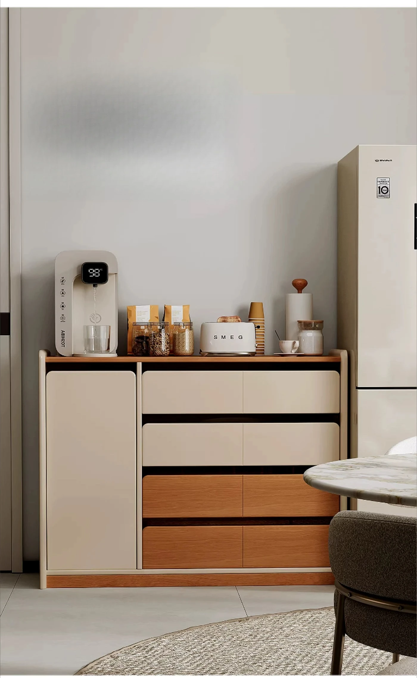 PYH solid wood sideboard, wall-by-wall integrated storage cabinet , household low cabinet, coffee cabinet