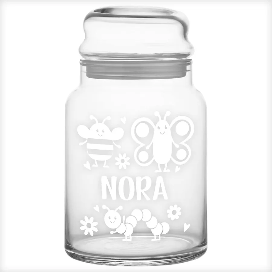 

Personalized Variety Glass Candy Jars Buggy Love Design