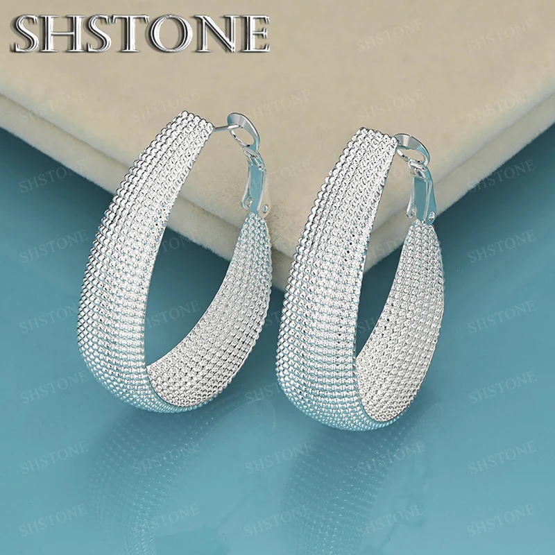 

30mm 925 Sterling Silver Wide U-Shaped Hoop Earring For Women Wedding Birthday Party Elegant Luxury Fine Jewelry Accessories